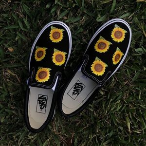 Sunflower Black Slip-On Vans